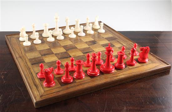 A Staunton pattern ivory chess set & board